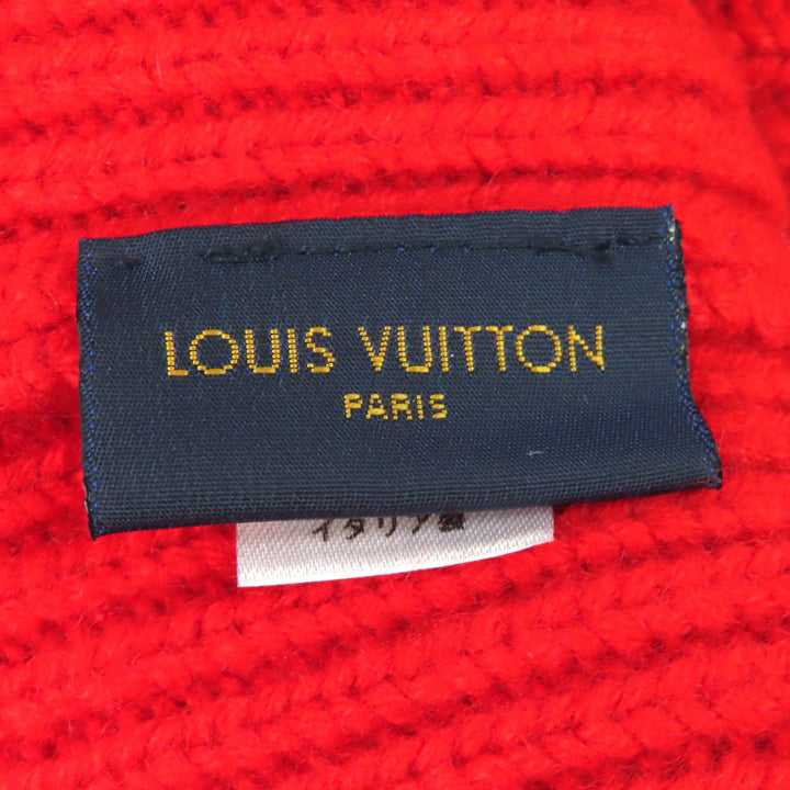 Excellent LOUIS VUITTON Knit cap Bonnet LV Ahead Logo Beanie Red cashmere MP3249