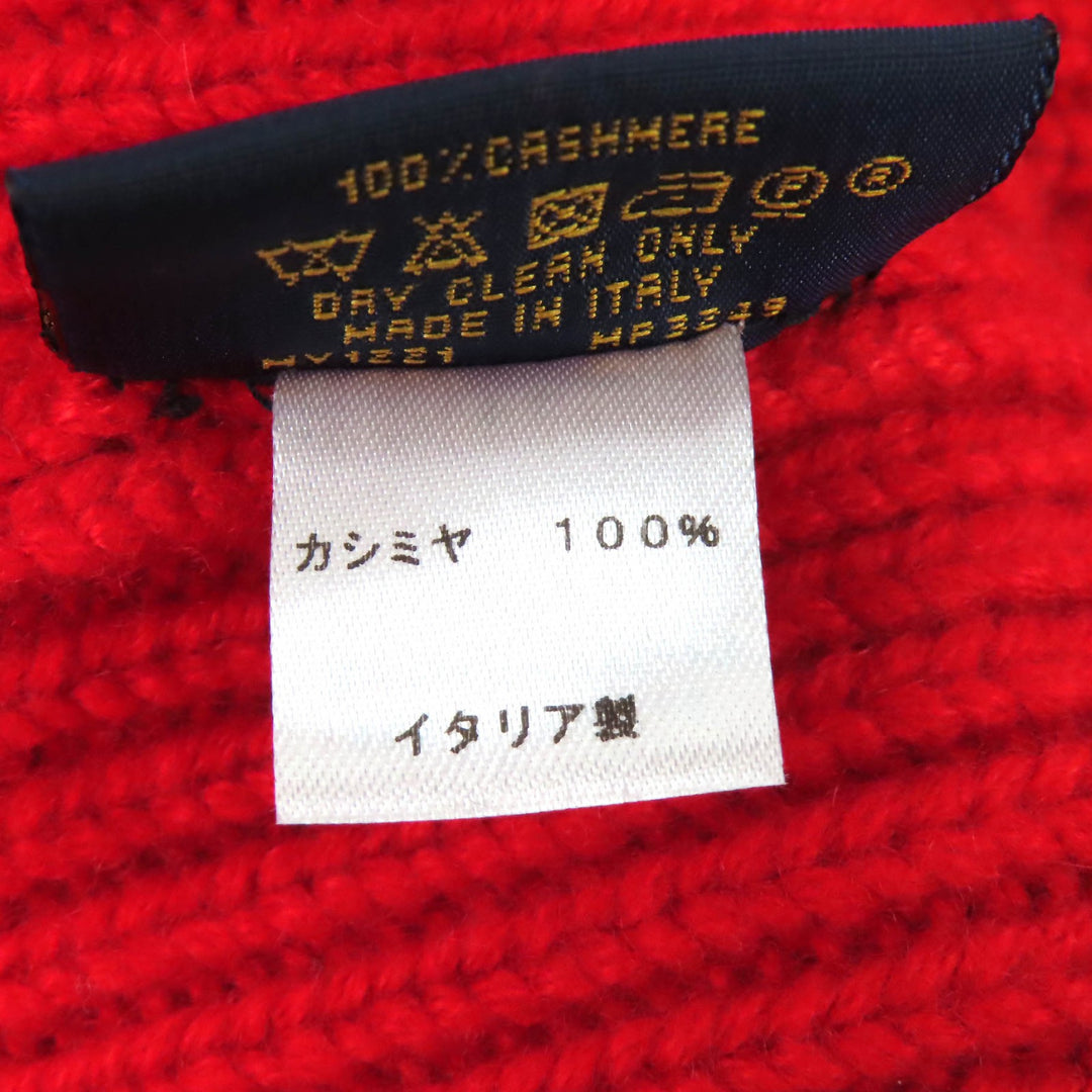 Excellent LOUIS VUITTON Knit cap Bonnet LV Ahead Logo Beanie Red cashmere MP3249