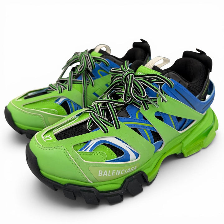 Great BALENCIAGA Low cut sneakers TRACK TRAINERS leather Light green 24.5 542436