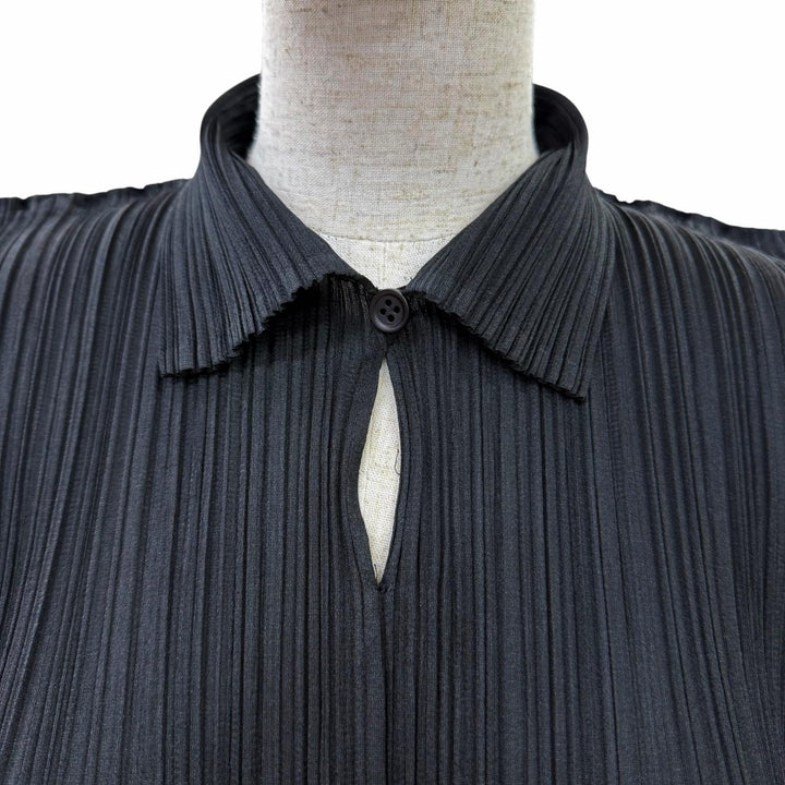 Great PLEATS PLEASE two-piece set Silk-paneled tiered T-shirt and skirt black 3