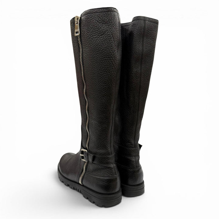 Excellent GUCCI Knee-high boots Mouton black leather Women 37.5