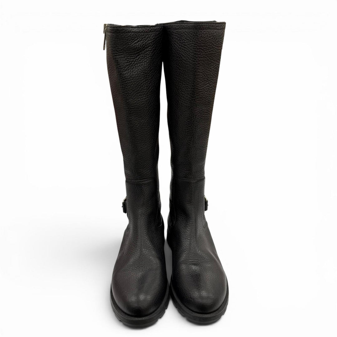 Excellent GUCCI Knee-high boots Mouton black leather Women 37.5