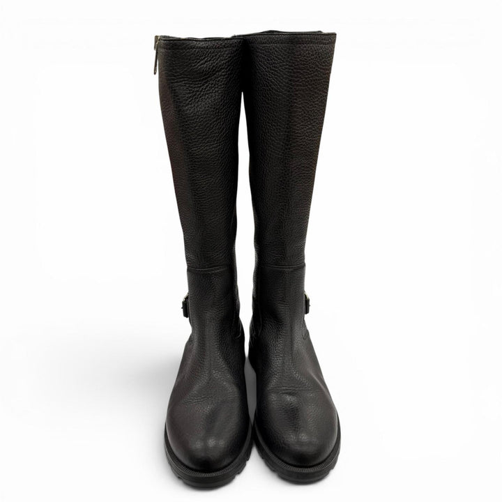 Excellent GUCCI Knee-high boots Mouton black leather Women 37.5