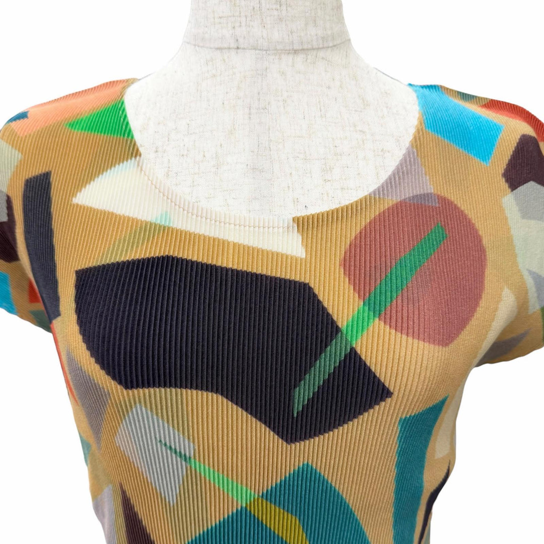 Excellent PLEATS PLEASE tops All-over print design French sleeve 3 PP41FK302