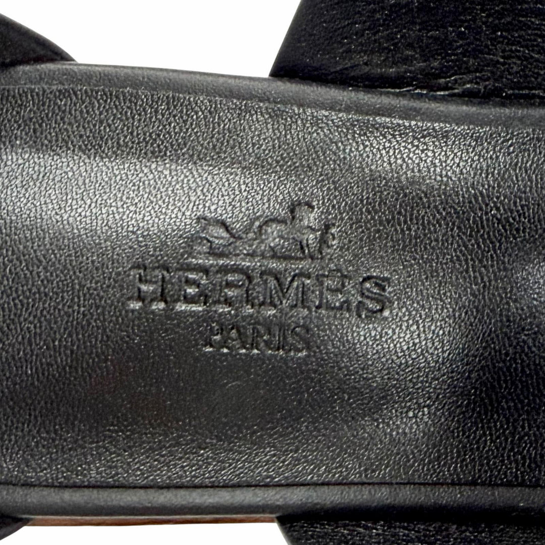 Pristine HERMES Sandals Carice Bride de Gala Ankle strap wedge sole black 36