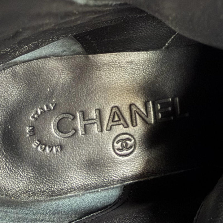 Excellent CHANEL short boots black Suede leather Women 37 G33769