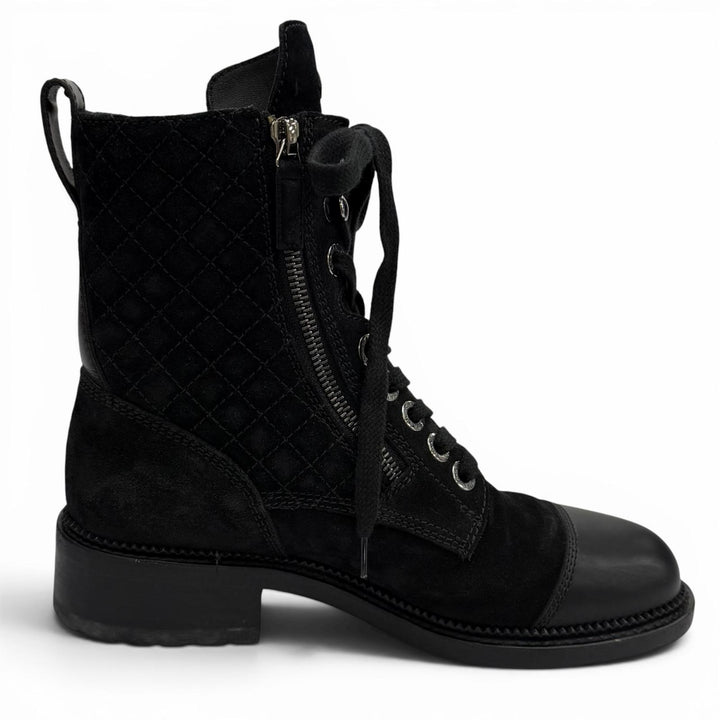 Excellent CHANEL short boots black Suede leather Women 37 G33769