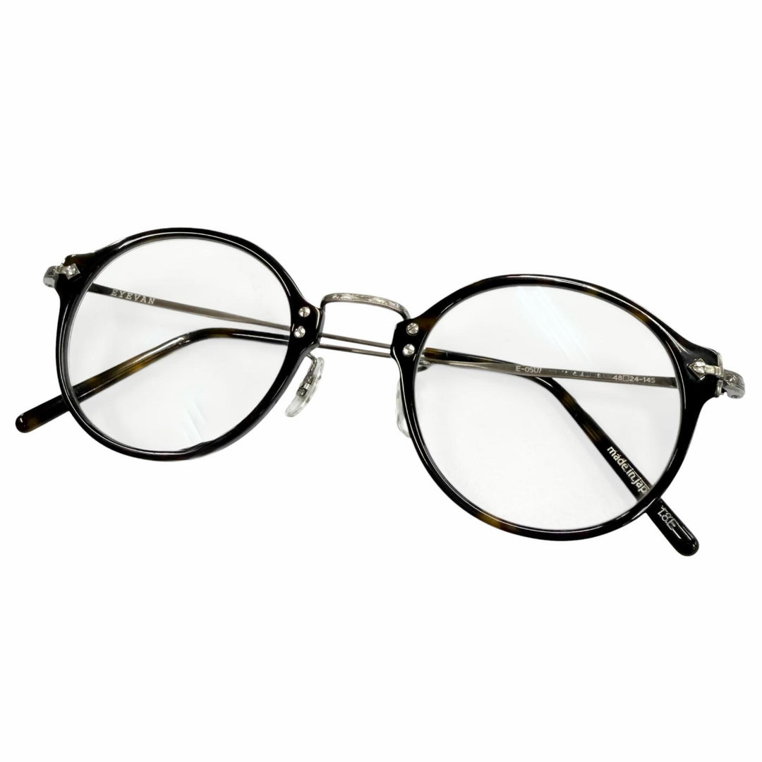 Excellent EYEVAN Glasses 7285 Tortoiseshell Pattern Boston black mens E-0507