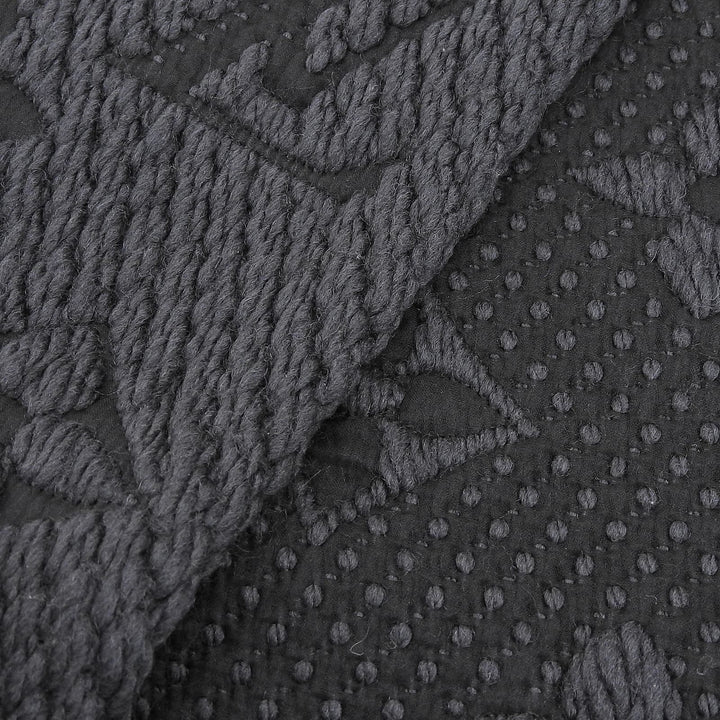 Great LOUIS VUITTON Scarf Escalp Logo Mania fringe Dark gray wool Women 413287