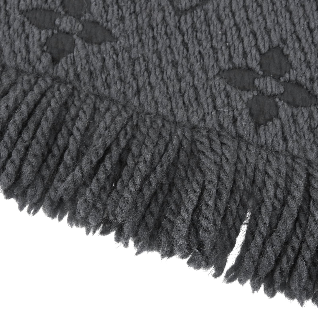 Great LOUIS VUITTON Scarf Escalp Logo Mania fringe Dark gray wool Women 413287