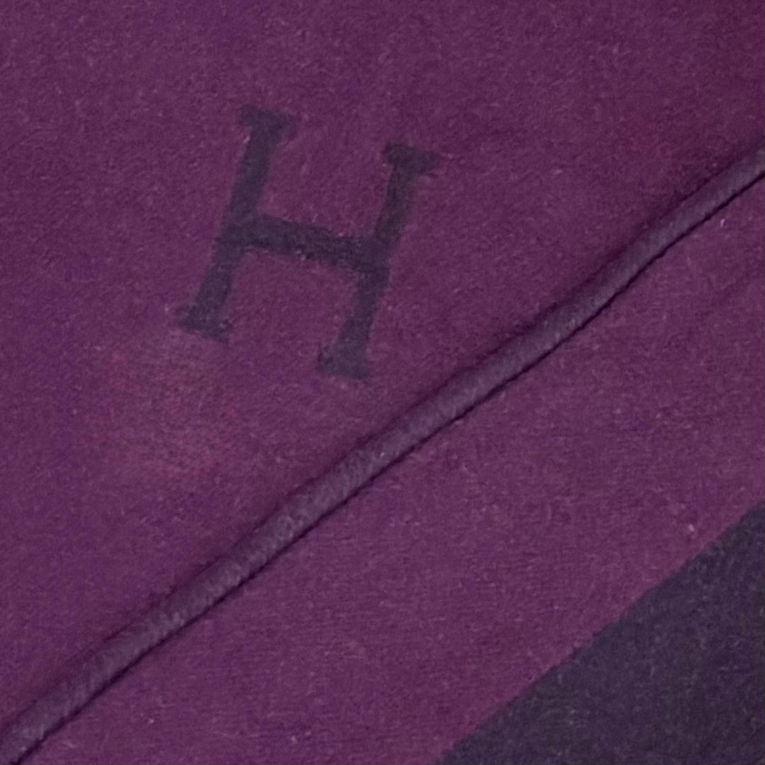 Great HERMES blanket Avalon H logo cashmere blend large size Purple mens
