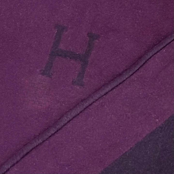 Great HERMES blanket Avalon H logo cashmere blend large size Purple mens