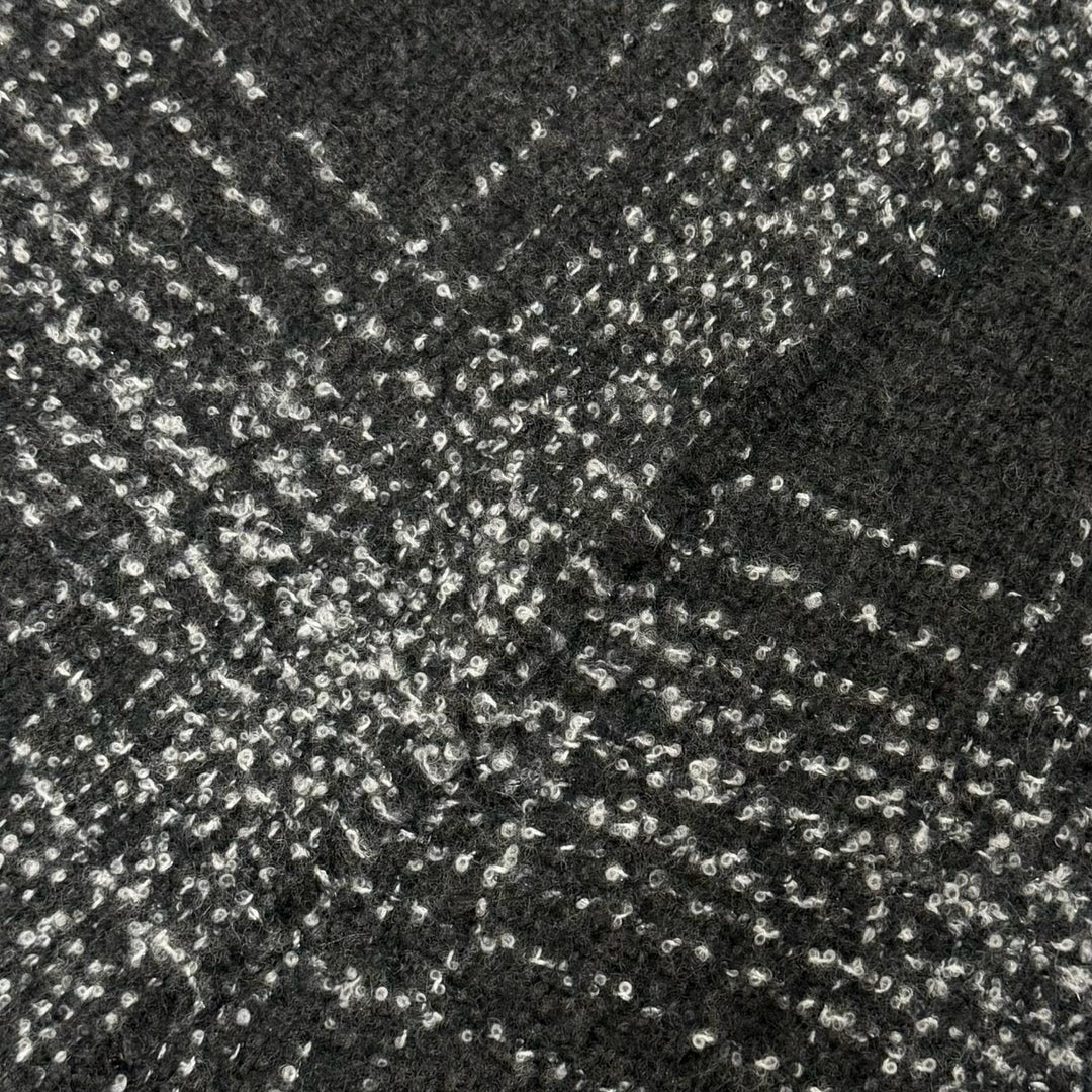 Great CHANEL Scarf COCO Mark Tweed Long black cashmere Women
