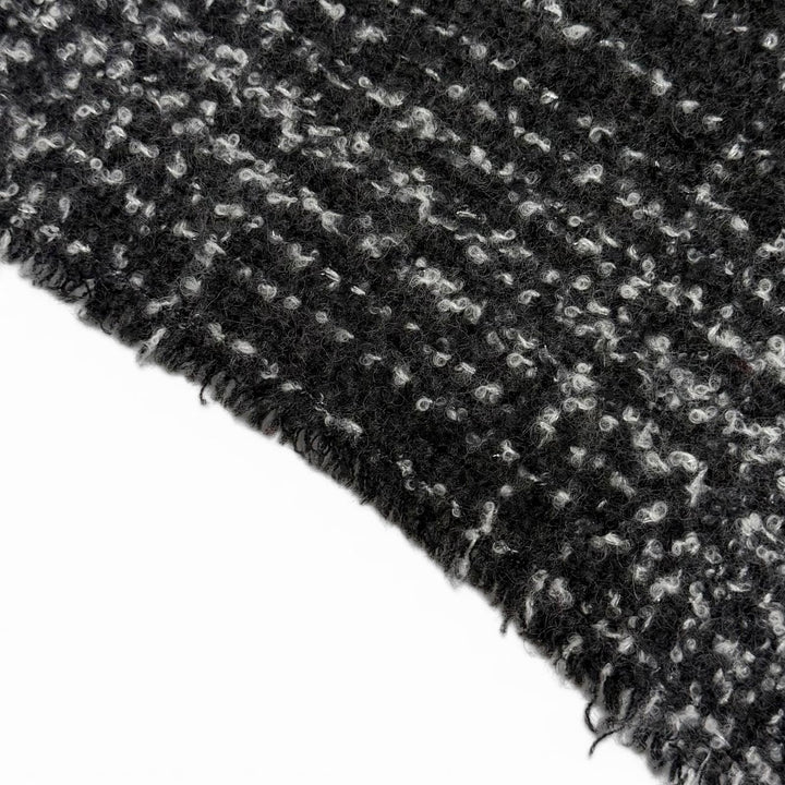 Great CHANEL Scarf COCO Mark Tweed Long black cashmere Women