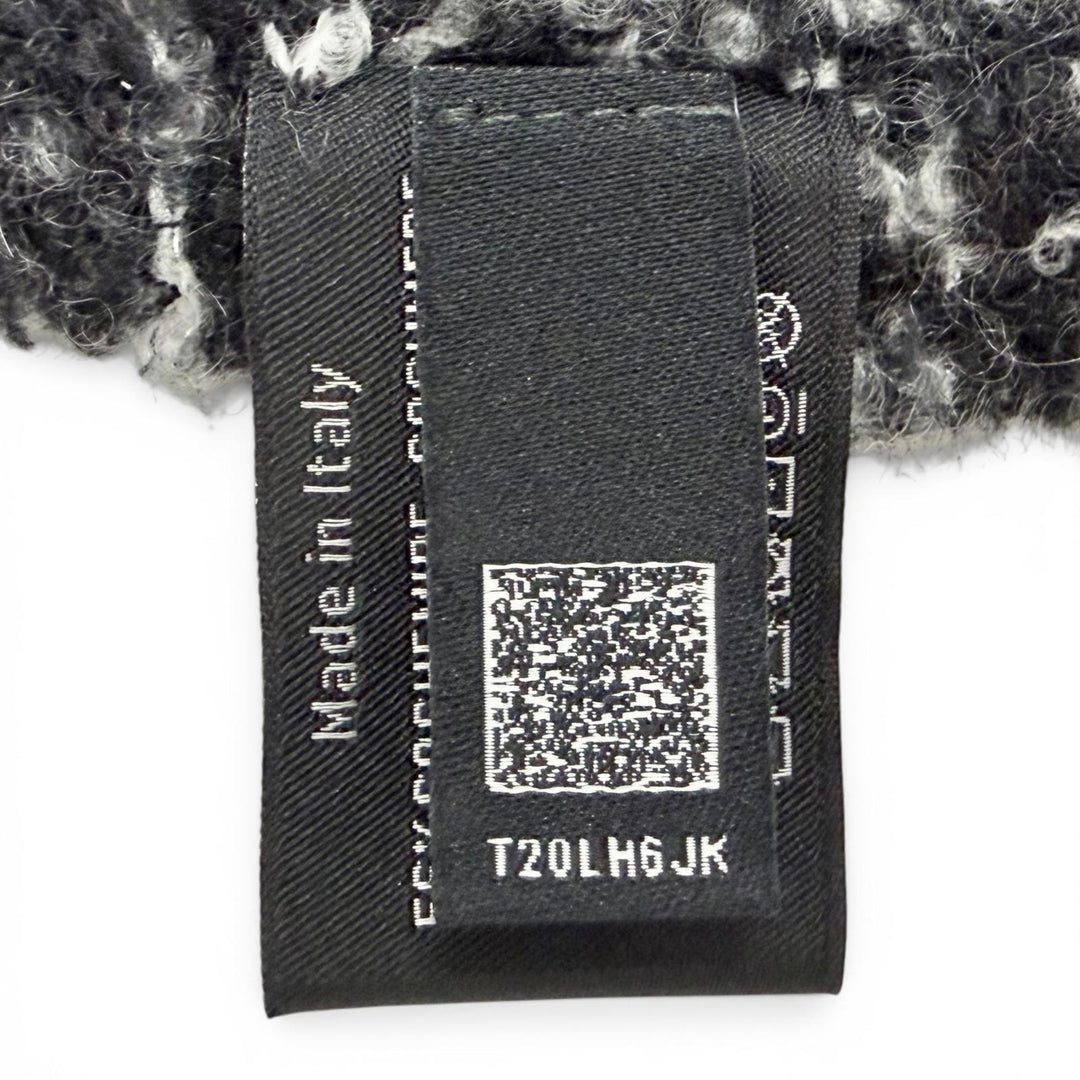 Great CHANEL Scarf COCO Mark Tweed Long black cashmere Women