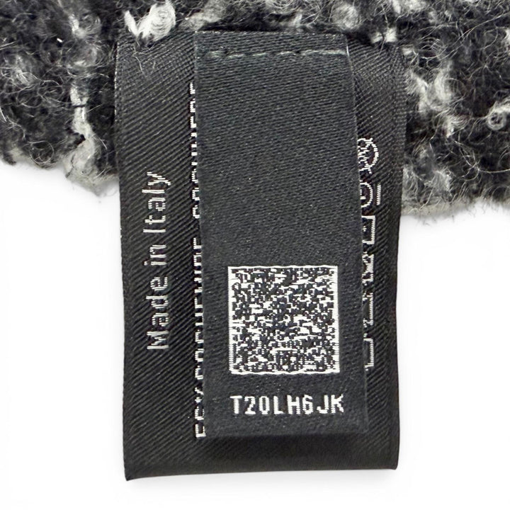 Great CHANEL Scarf COCO Mark Tweed Long black cashmere Women