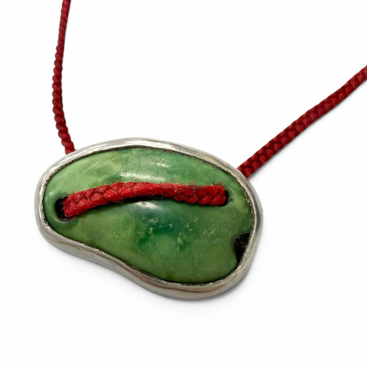Great YA-JI Necklace Antique turquoise waxed cord Silver Turquoise mens