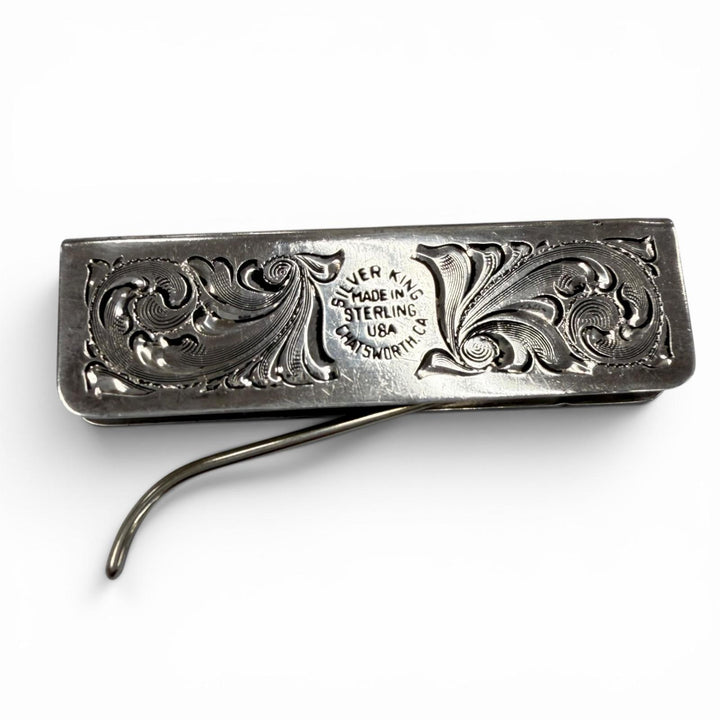 Great SILVER KING Money clip Antique finish Silver mens