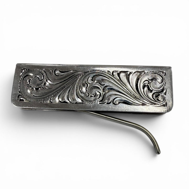 Great SILVER KING Money clip Antique finish Silver mens