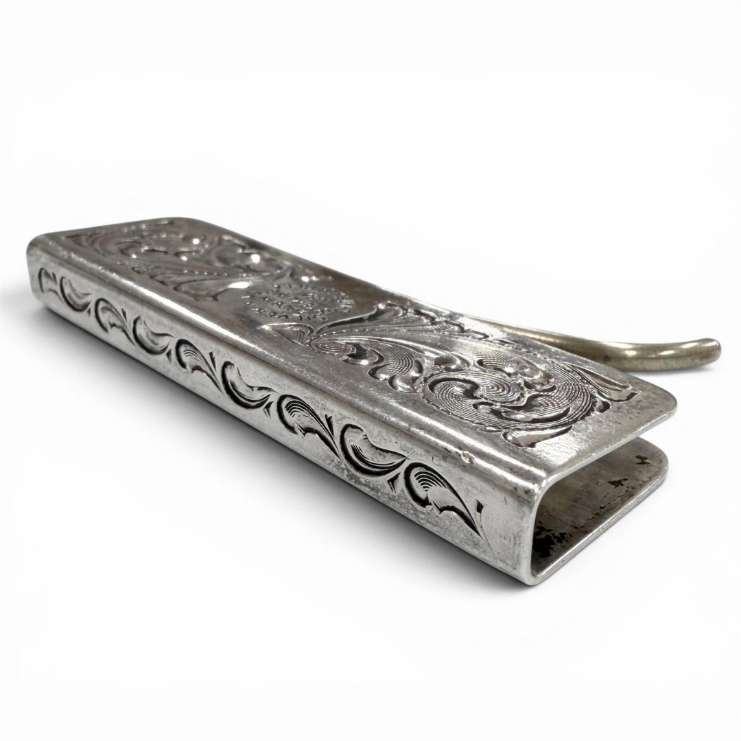 Great SILVER KING Money clip Antique finish Silver mens