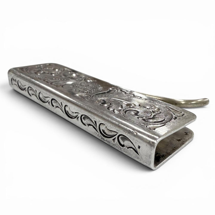 Great SILVER KING Money clip Antique finish Silver mens