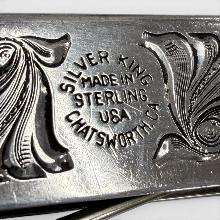 Great SILVER KING Money clip Antique finish Silver mens