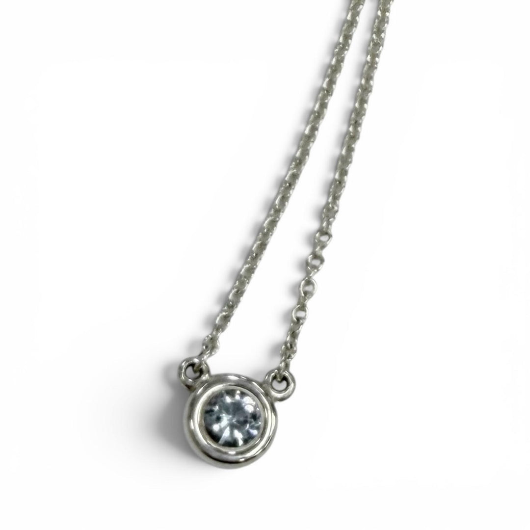 Excellent TIFFANY&Co. Necklace Color by the Yard Aquamarine Pendant 0.13ct AG925