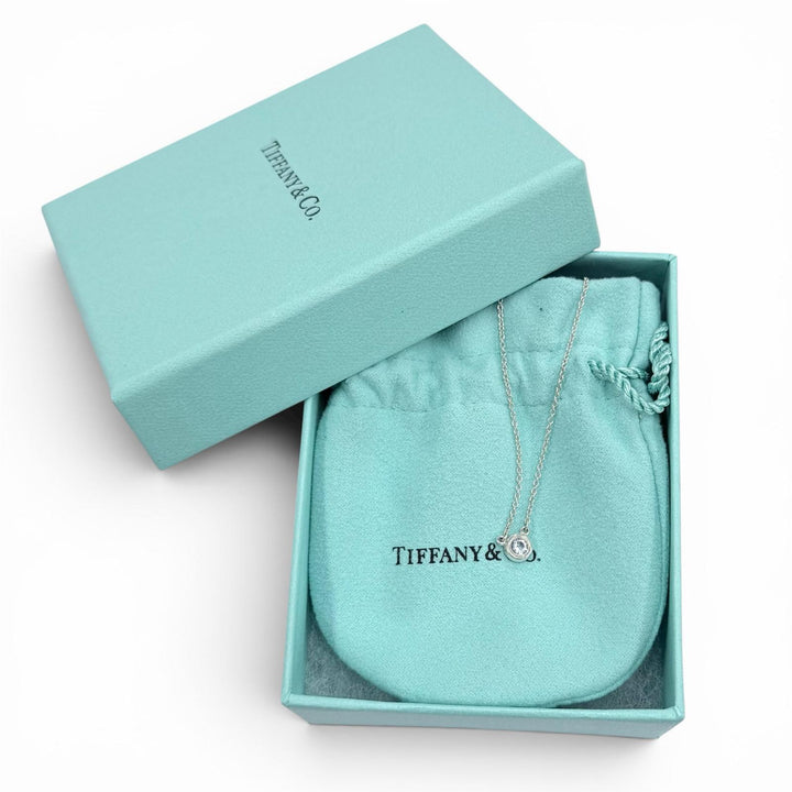 Excellent TIFFANY&Co. Necklace Color by the Yard Aquamarine Pendant 0.13ct AG925