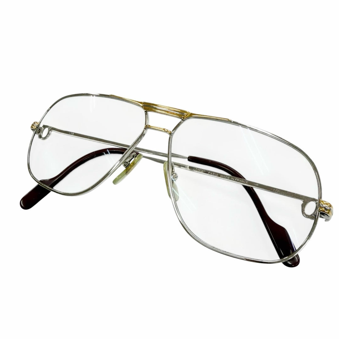 Very Good Cartier Glasses Trinity Two Bridges Silver mens