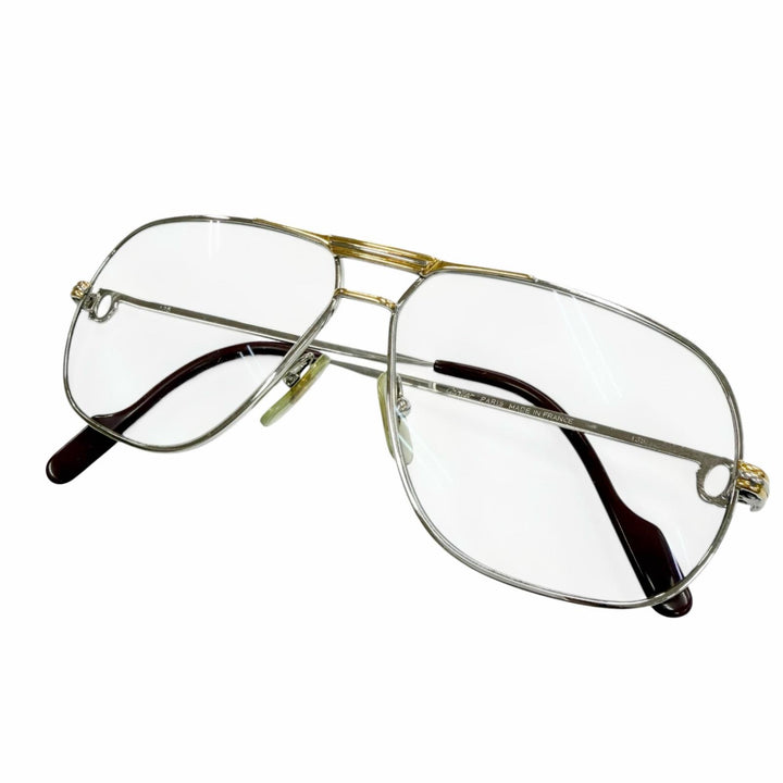 Very Good Cartier Glasses Trinity Two Bridges Silver mens