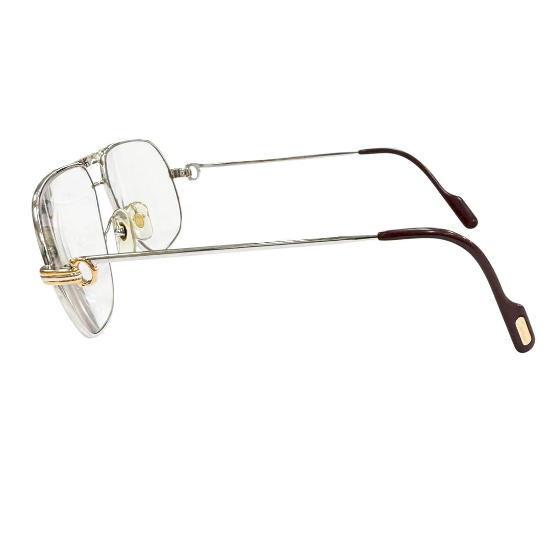 Very Good Cartier Glasses Trinity Two Bridges Silver mens