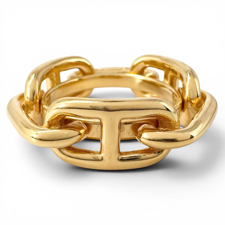 Great HERMES Scarf ring Lugate Chain motif Chaine d'Ancre scarf clip gold Women