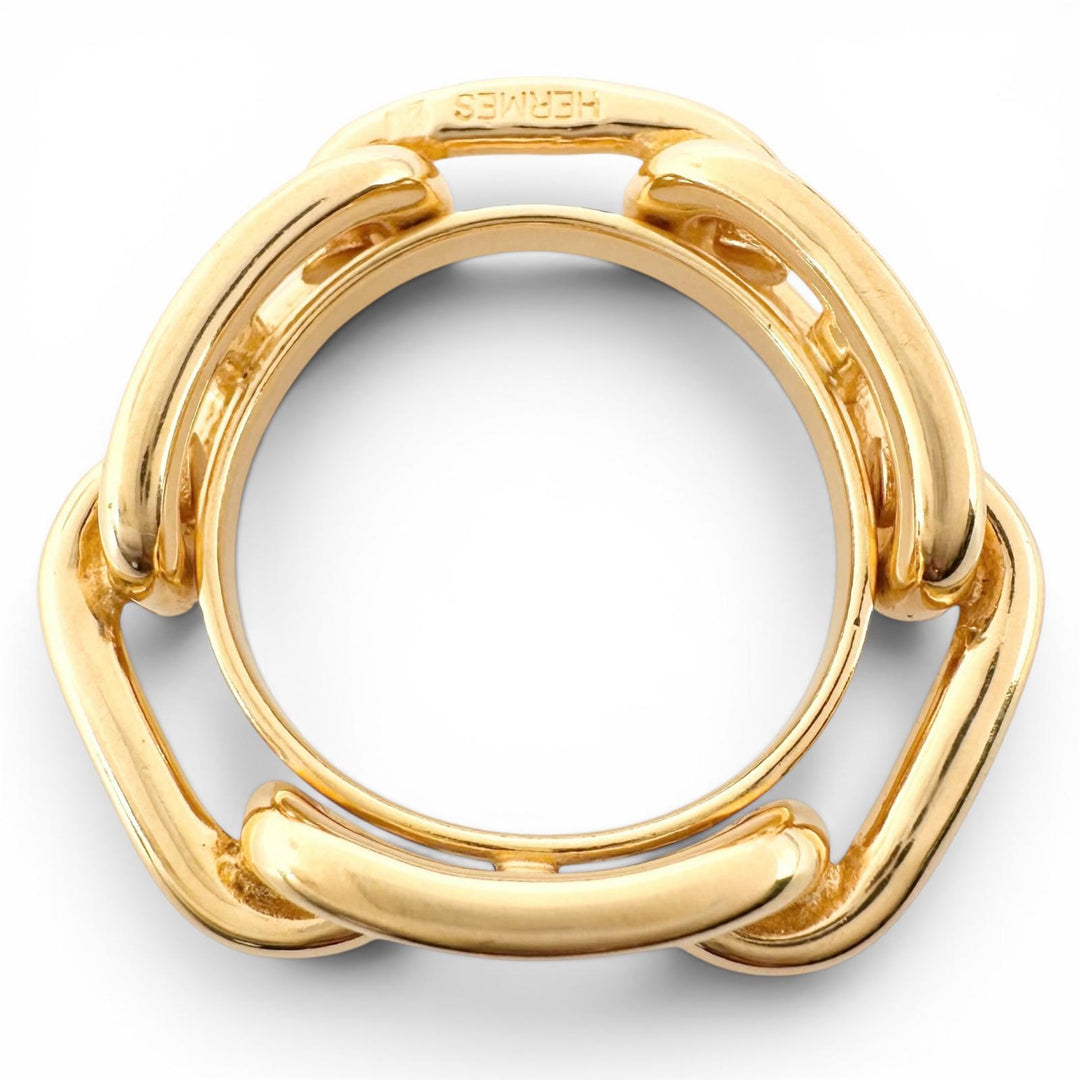Great HERMES Scarf ring Lugate Chain motif Chaine d'Ancre scarf clip gold Women