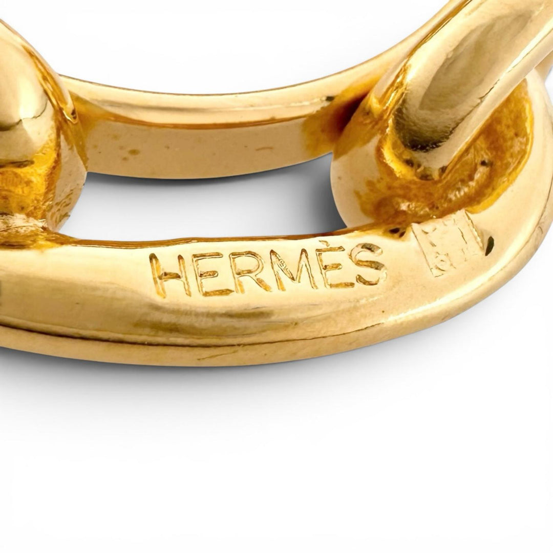 Great HERMES Scarf ring Lugate Chain motif Chaine d'Ancre scarf clip gold Women