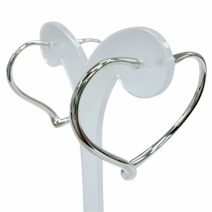 Excellent TIFFANY&Co. Pierce open heart hoop earrings small Silver AG925 Women