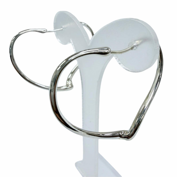 Excellent TIFFANY&Co. Pierce open heart hoop earrings small Silver AG925 Women