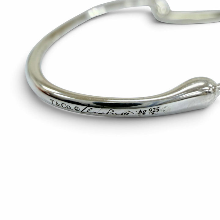 Excellent TIFFANY&Co. Pierce open heart hoop earrings small Silver AG925 Women