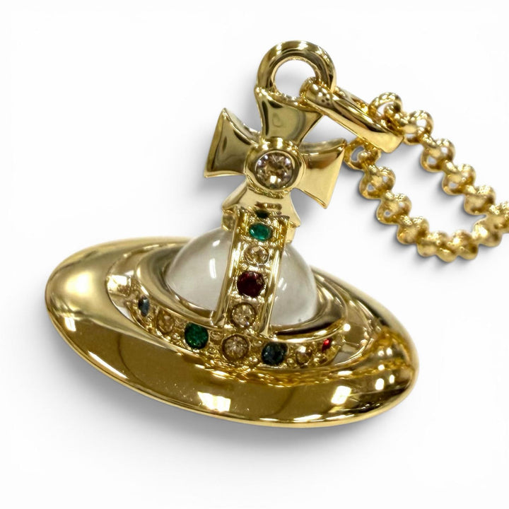 Excellent Vivienne Westwood Necklace NEW TINY ORB Rhinestone gold Women