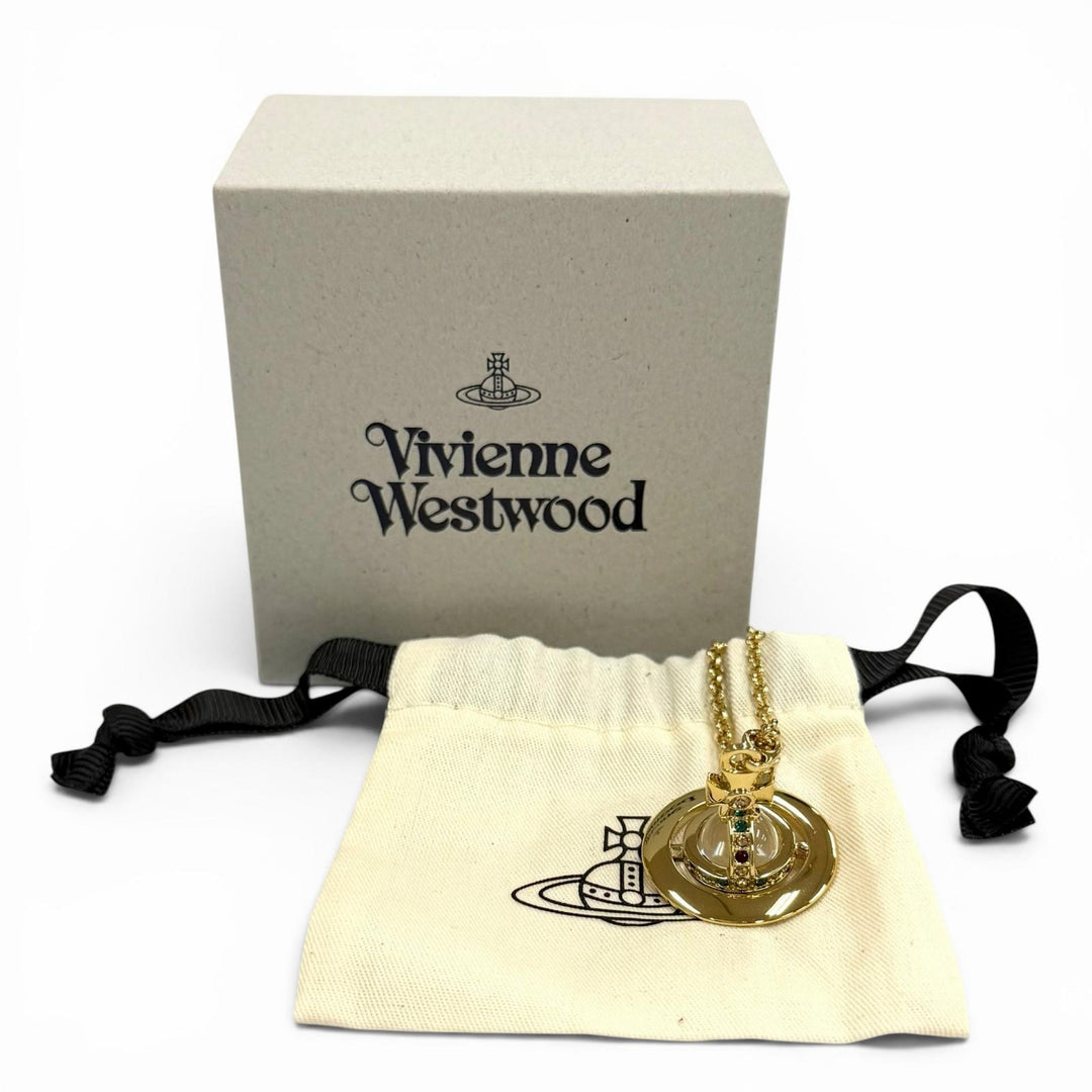 Excellent Vivienne Westwood Necklace NEW TINY ORB Rhinestone gold Women