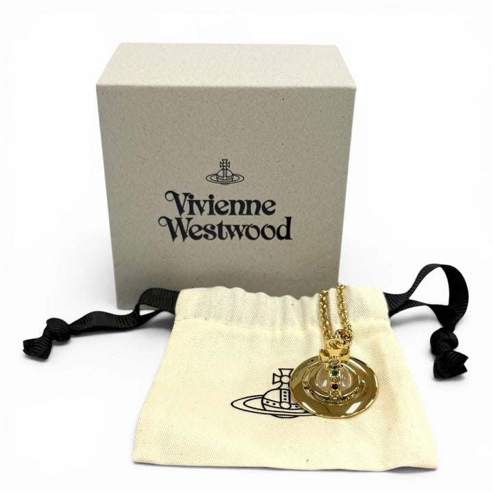 Excellent Vivienne Westwood Necklace NEW TINY ORB Rhinestone gold Women