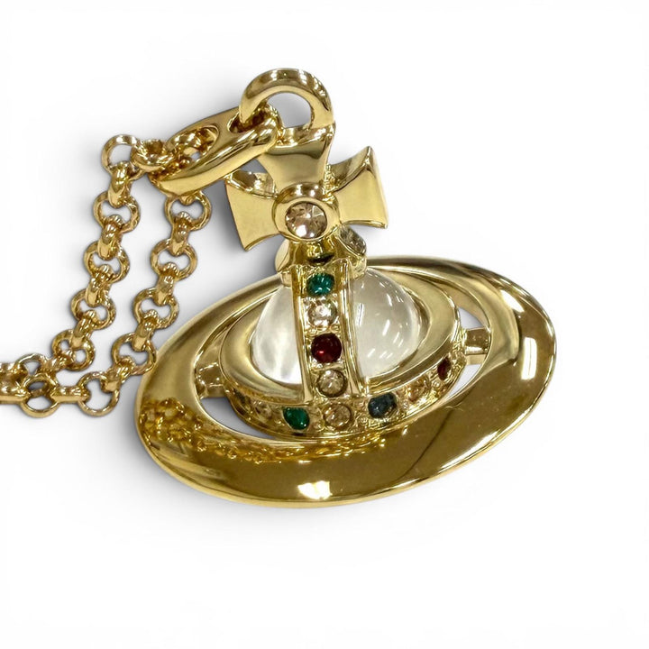 Excellent Vivienne Westwood Necklace NEW TINY ORB Rhinestone gold Women
