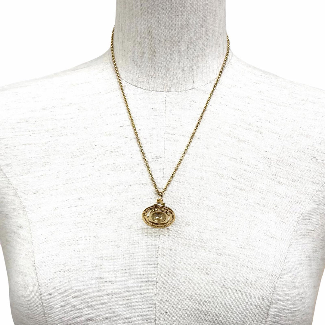 Excellent Vivienne Westwood Necklace NEW TINY ORB Rhinestone gold Women