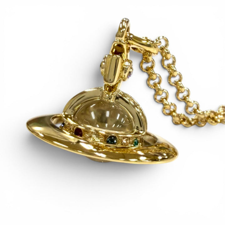 Excellent Vivienne Westwood Necklace NEW TINY ORB Rhinestone gold Women