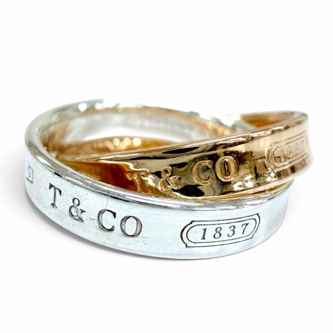 Excellent TIFFANY&Co. ring Interlocking Circle Ring combination Yellow Gold 750