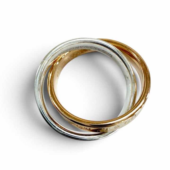 Excellent TIFFANY&Co. ring Interlocking Circle Ring combination Yellow Gold 750