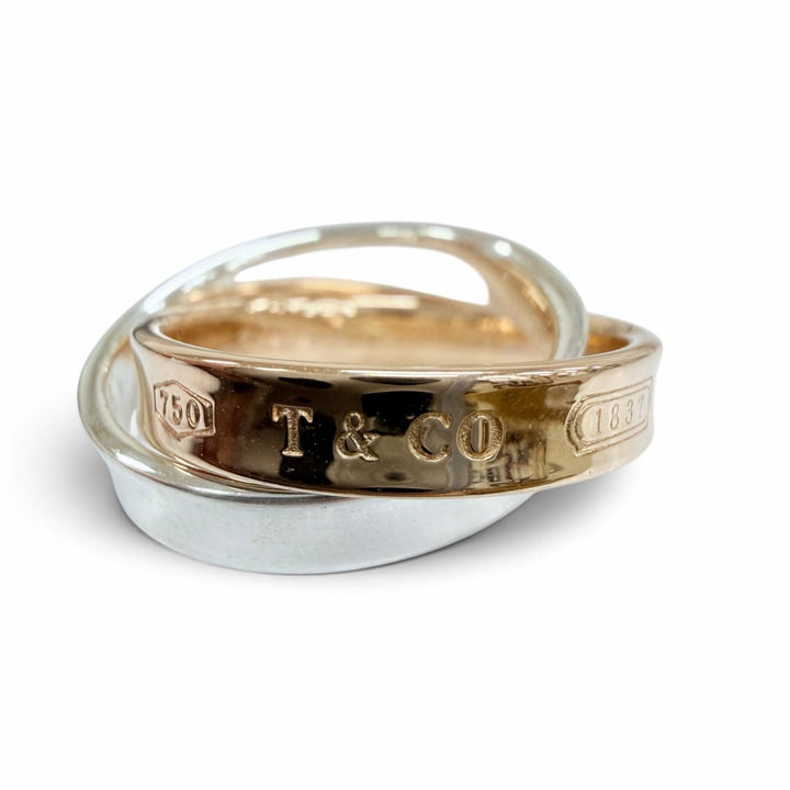 Excellent TIFFANY&Co. ring Interlocking Circle Ring combination Yellow Gold 750