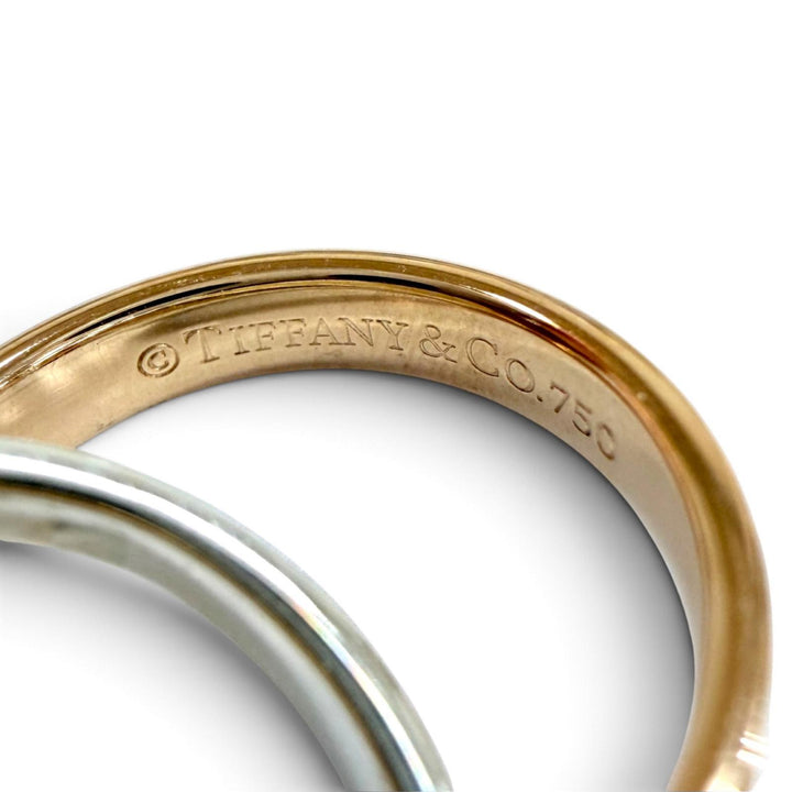 Excellent TIFFANY&Co. ring Interlocking Circle Ring combination Yellow Gold 750