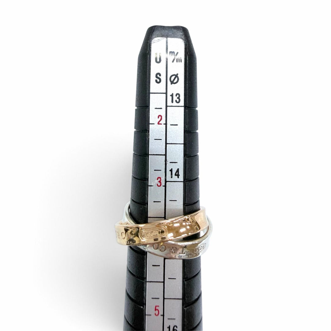 Excellent TIFFANY&Co. ring Interlocking Circle Ring combination Yellow Gold 750