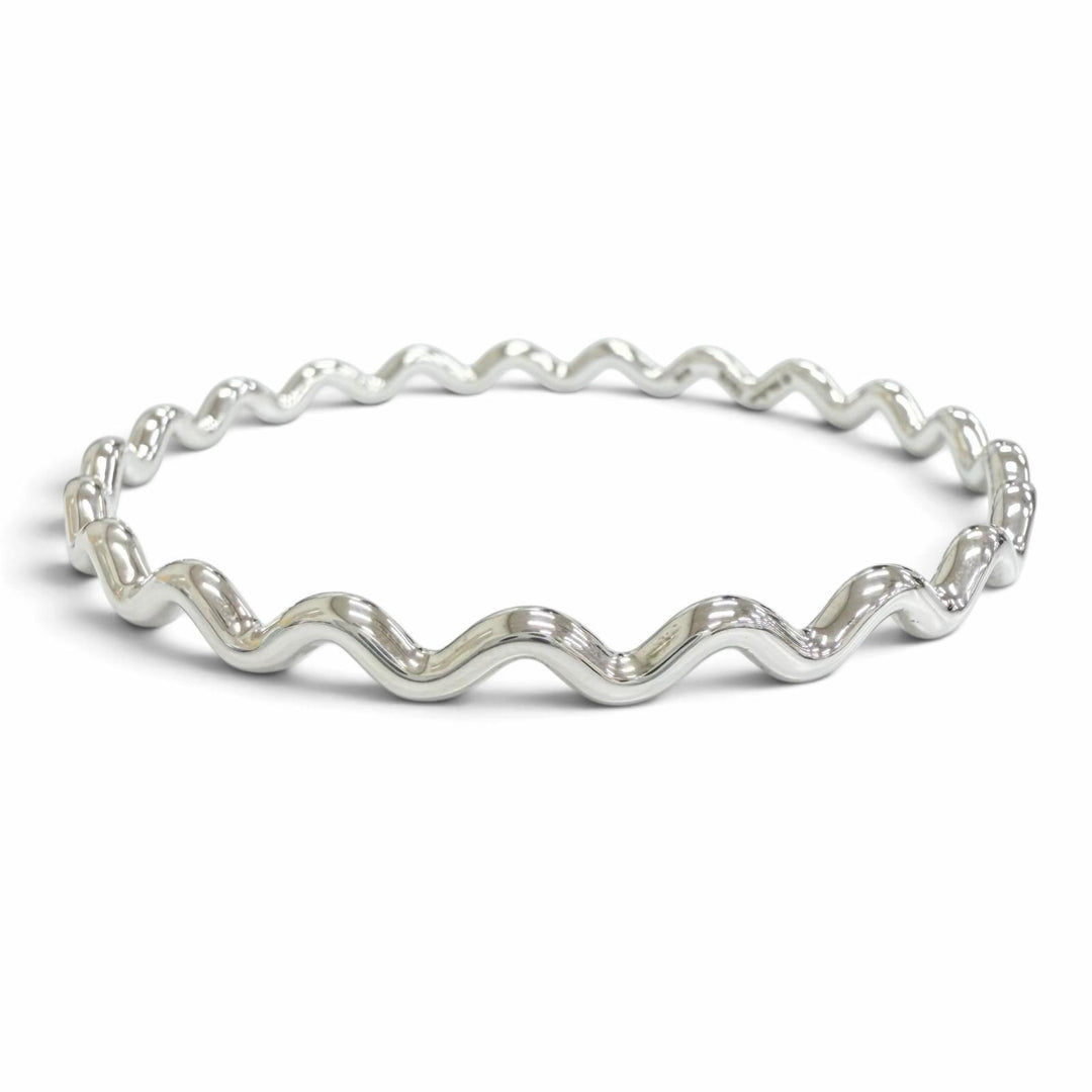 Excellent TIFFANY&Co. Zigzag Wave Bangle Bracelet accessories Silver 925 Women