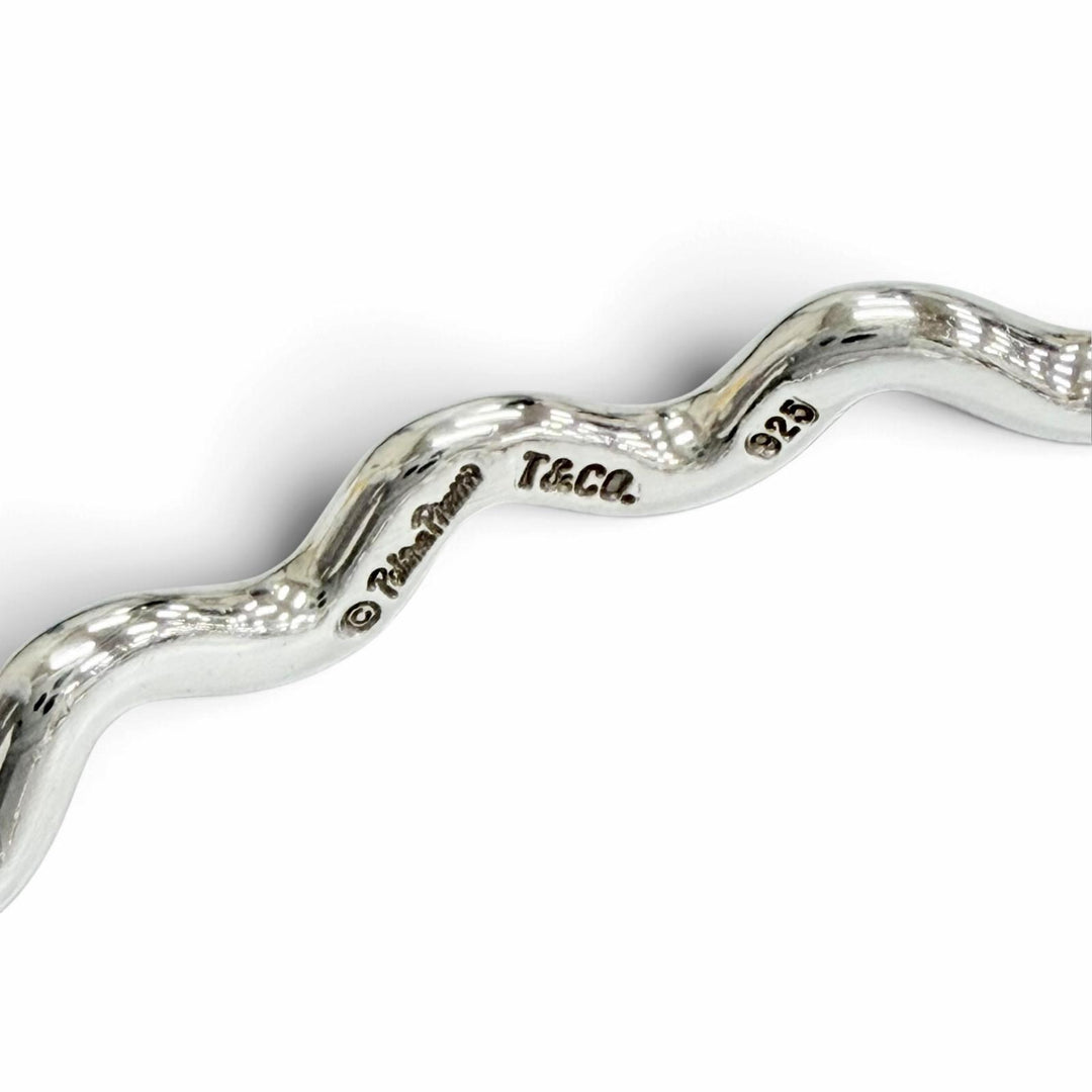 Excellent TIFFANY&Co. Zigzag Wave Bangle Bracelet accessories Silver 925 Women